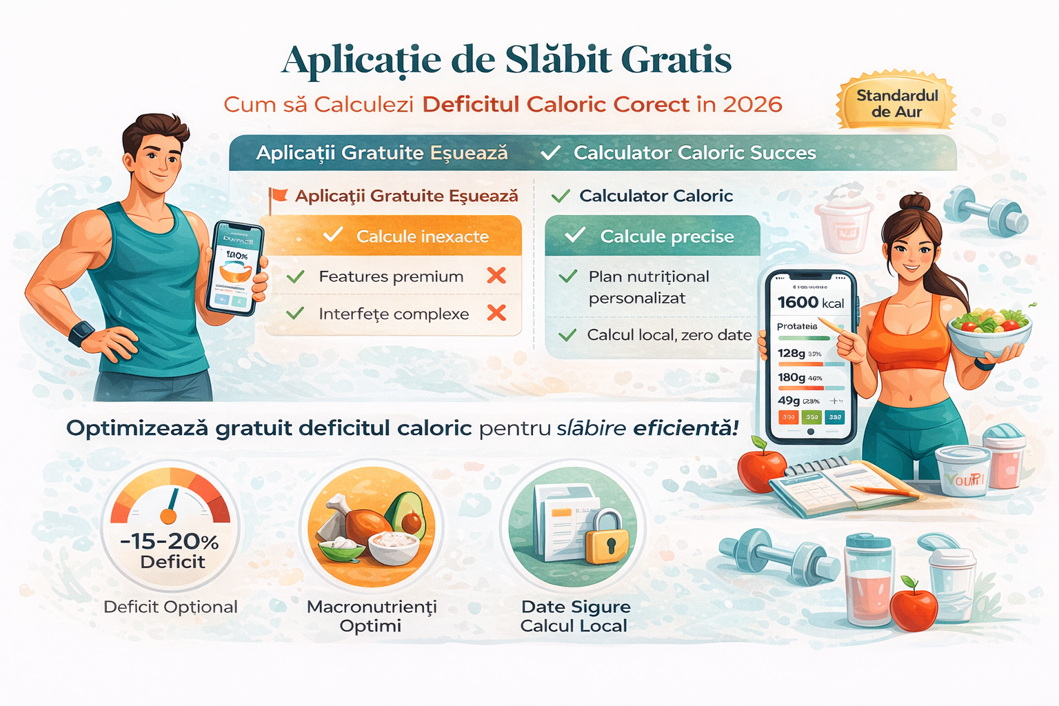 aplicatie slabit gratis deficit caloric 2026